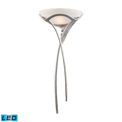 Aurora 1-Light Sconce In Tarnished Silver With White Faux-Alabaster Glass - LED Offering Up To 800 Lumens (60 Watt Equivalent) With Full Range Dimming. Includes An Easily Replaceable LED Bulb (120V).