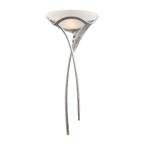 Aurora 1-Light Sconce In Tarnished Silver With White Faux-Alabaster Glass