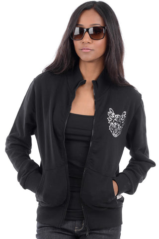 Black Zipped Jumper With Emblem Print-Black-M/L - UK (12-14)