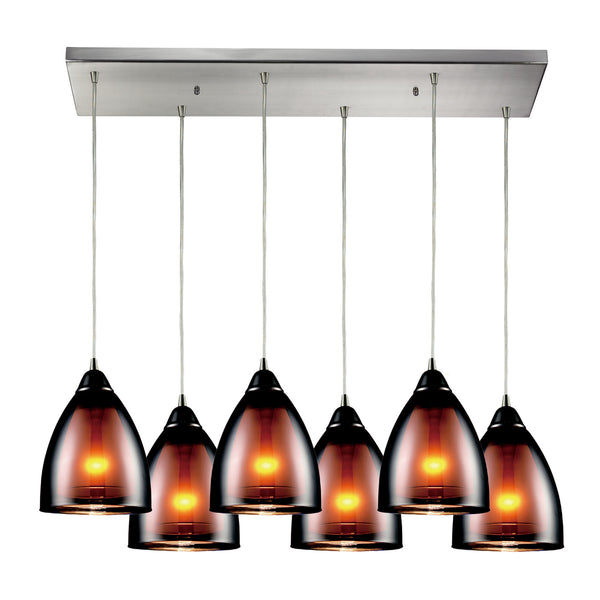 6 Light Pendant In Satin Nickel