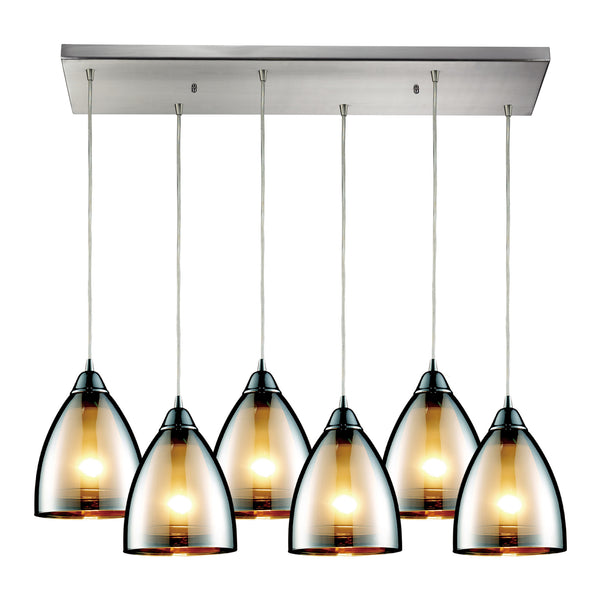 6 Light Pendant In Satin Nickel
