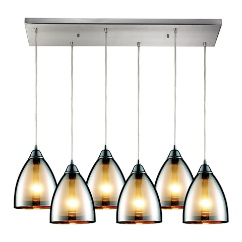 6 Light Pendant In Satin Nickel