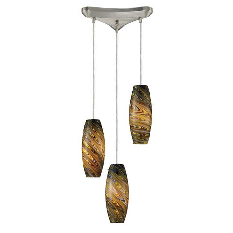 Vortex 3-Light Cellestial Pendant In Satin Nickel