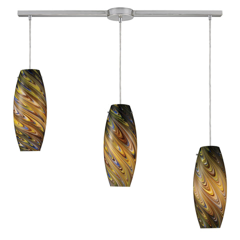 Vortex 3-Light Cellestial Pendant In Satin Nickel