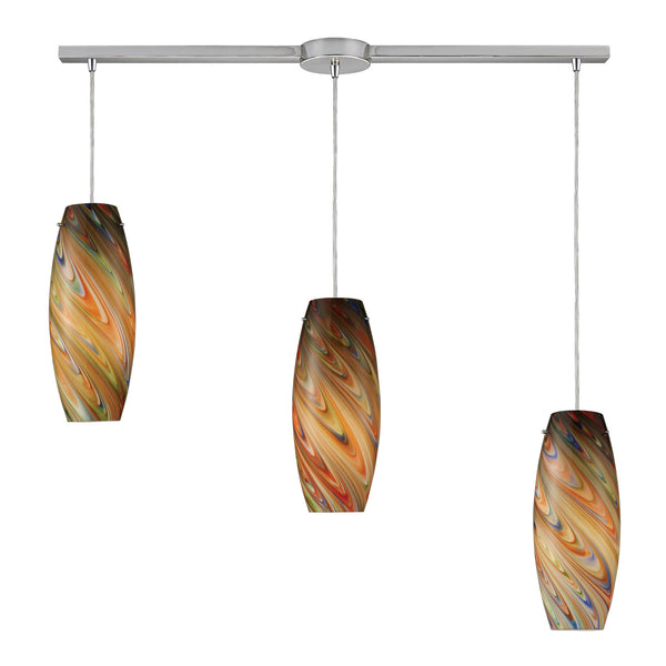 Vortex 3-Light Rainbow Pendant In Satin Nickel