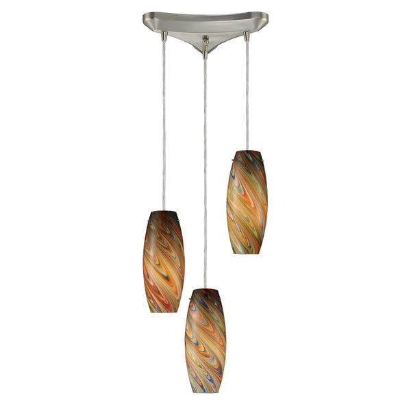 Vortex 3-Light Rainbow Pendant In Satin Nickel