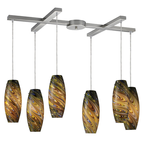 Vortex 6-Light Cellestial Pendant In Satin Nickel