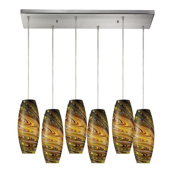 Vortex 6 Light Pendant In Satin Nickel