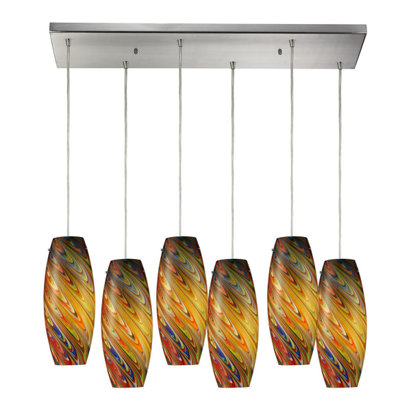 Vortex 6 Light Pendant In Satin Nickel