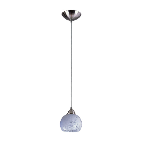 1 Light Pendant In Satin Nickel And Snow White Glass