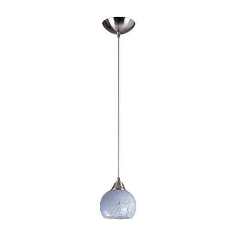 1 Light Pendant In Satin Nickel And Snow White Glass