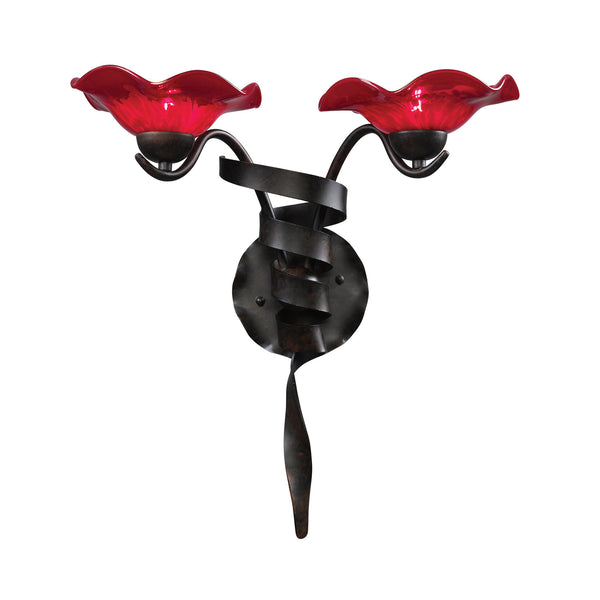 Villa 2-Light Sconce Cherry Glass In Weathered Rust