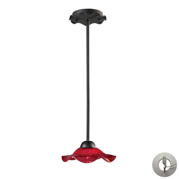 Villa 1-Light Pendant Cobalt Glass In Weathered Rust Includes An Adapter Kit To Allow For Easy Conversion Of A Recessed Light To A Pendant