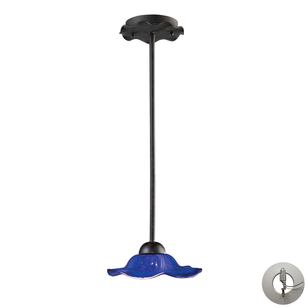 Villa 1-Light Pendant Purple Glass In Weathered Rust Includes An Adapter Kit To Allow For Easy Conversion Of A Recessed Light To A Pendant