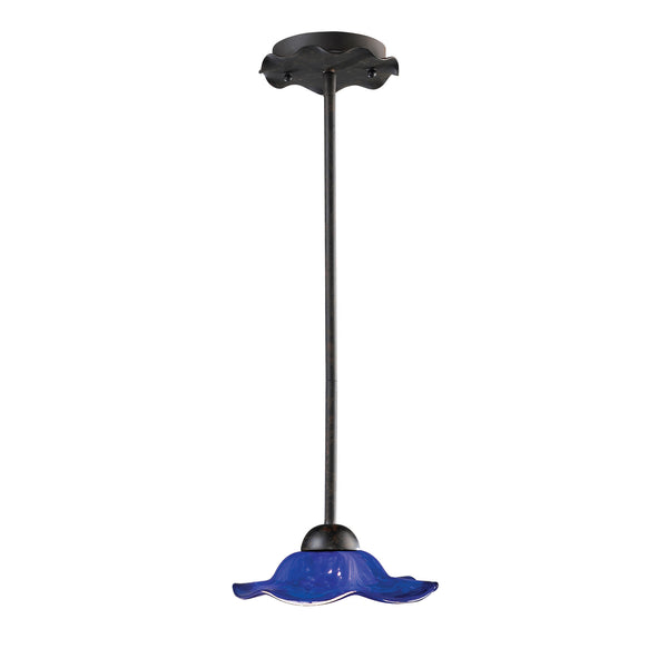 Villa 1-Light Pendant Purple Glass In Weathered Rust