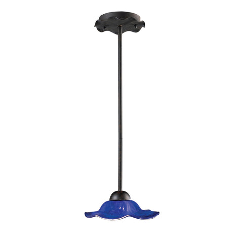 Villa 1-Light Pendant Purple Glass In Weathered Rust