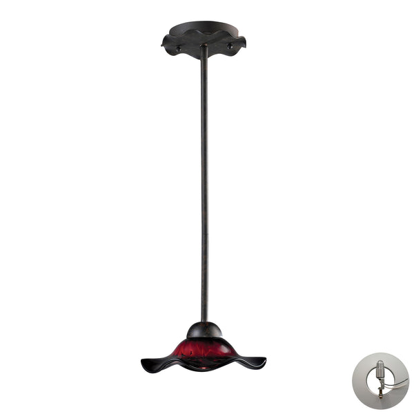 Villa 1-Light Pendant Amber Glass In Weathered Rust Includes An Adapter Kit To Allow For Easy Conversion Of A Recessed Light To A Pendant