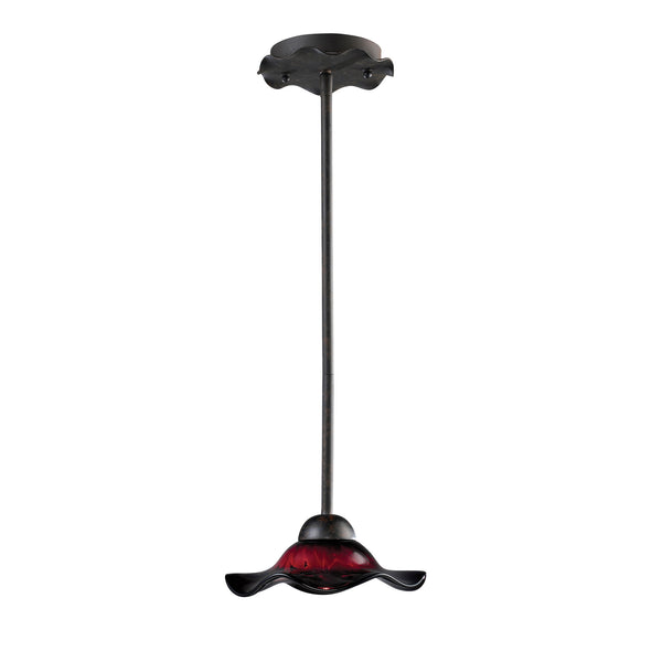 Villa 1-Light Pendant Amber Glass In Weathered Rust