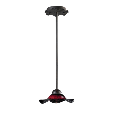 Villa 1-Light Pendant Amber Glass In Weathered Rust