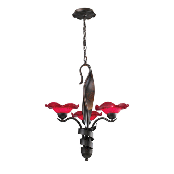 Villa 3-Light Chandelier Cherry Glass In Weathered Rust