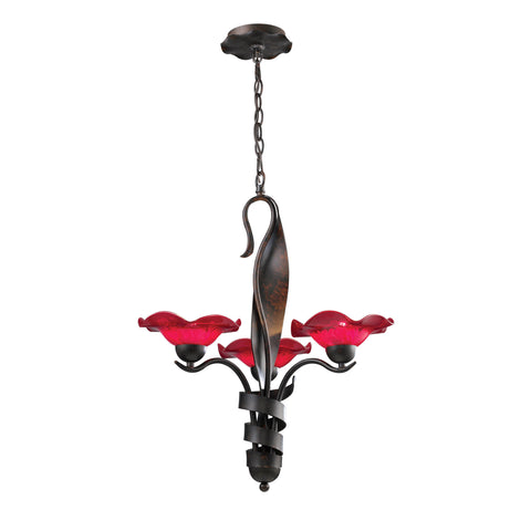 Villa 3-Light Chandelier Cherry Glass In Weathered Rust