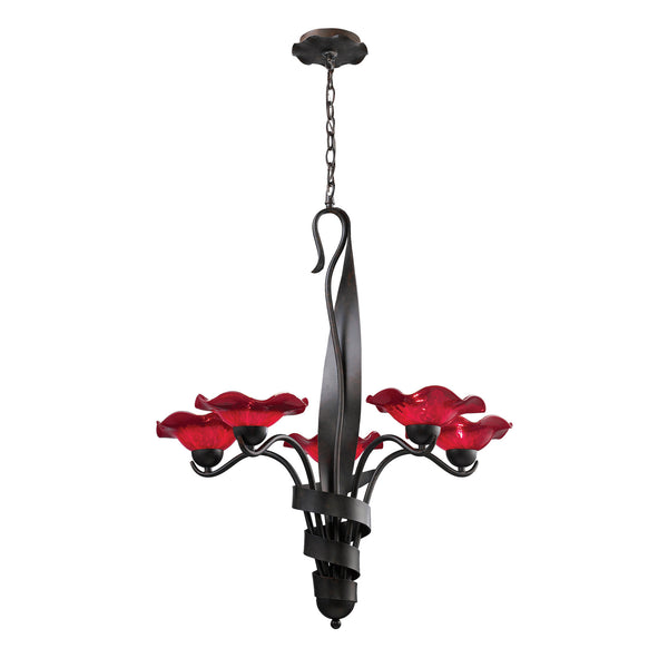 Villa 5-Light Chandelier Cherry Glass In Weathered Rust