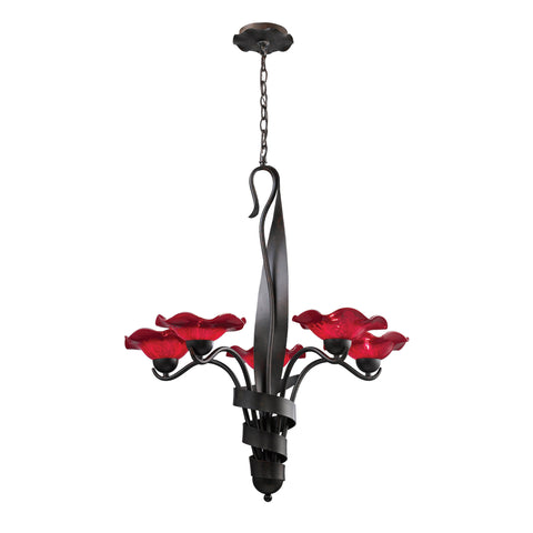 Villa 5-Light Chandelier Cherry Glass In Weathered Rust