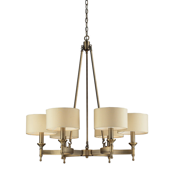6- Light Chandelier In Antique Brass