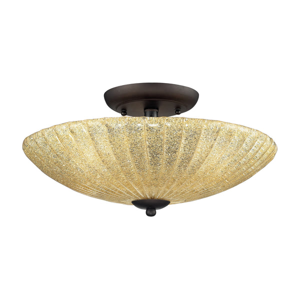 3- Light Semi-Flush In Aged Bronze