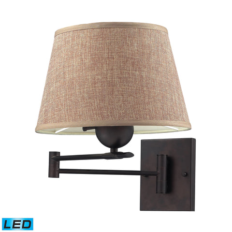 1- Light Swing Arm In Aged Bronze - LED Offering Up To 800 Lumens (60 Watt Equivalent) With Full Range Dimming. Includes An Easily Replaceable LED Bulb (120V).