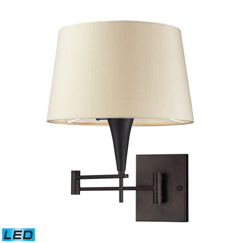 1- Light Swing Arm In Aged Bronze - LED Offering Up To 800 Lumens (60 Watt Equivalent) With Full Range Dimming. Includes An Easily Replaceable LED Bulb (120V).