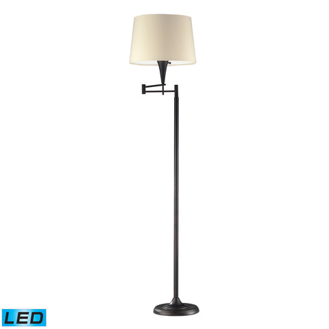 1- Light Floor Lamp In Aged Bronze - LED Offering Up To 800 Lumens (60 Watt Equivalent) With Full Range Dimming. Includes An Easily Replaceable LED Bulb (120V).