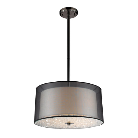 3- Light Pendant In Black Chrome