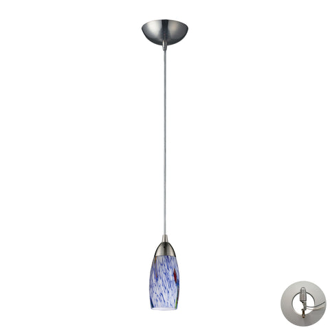 1 Light Pendant In Satin Nickel And Starlight Blue Glass Includes An Adapter Kit To Allow For Easy Conversion Of A Recessed Light To A Pendant