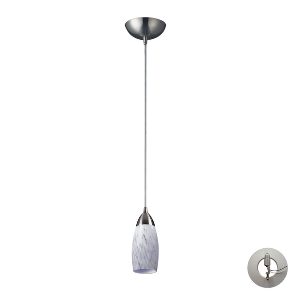 1 Light Pendant In Satin Nickel And Snow White Glass Includes An Adapter Kit To Allow For Easy Conversion Of A Recessed Light To A Pendant
