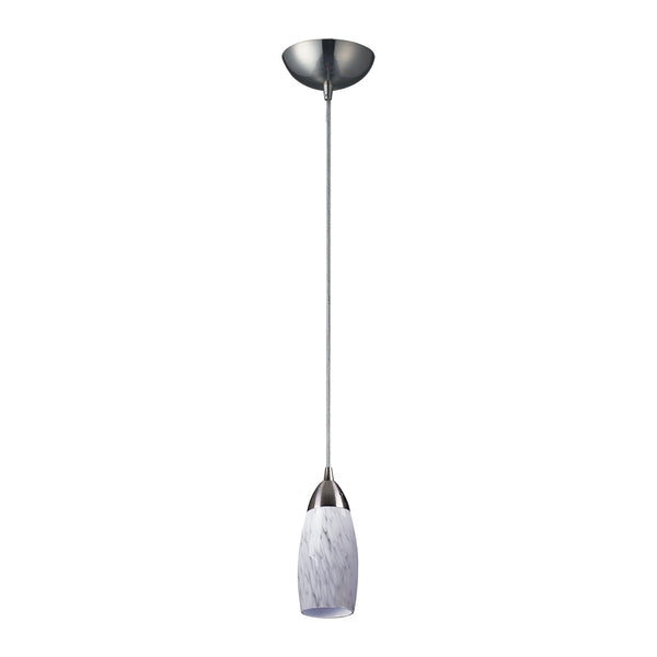 1 Light Pendant In Satin Nickel And Snow White Glass