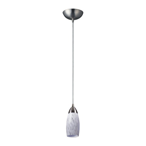 1 Light Pendant In Satin Nickel And Snow White Glass