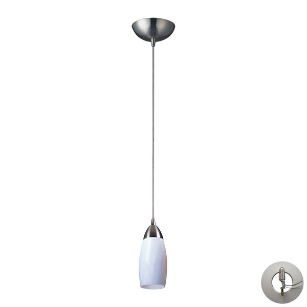 1 Light Pendant In Satin Nickel And Simply White Glass Includes An Adapter Kit To Allow For Easy Conversion Of A Recessed Light To A Pendant