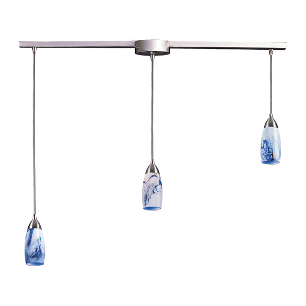 3 Light Pendant In Satin Nickel And Mountain Glass