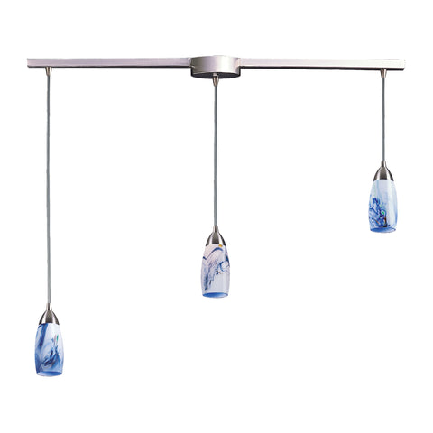 3 Light Pendant In Satin Nickel And Mountain Glass