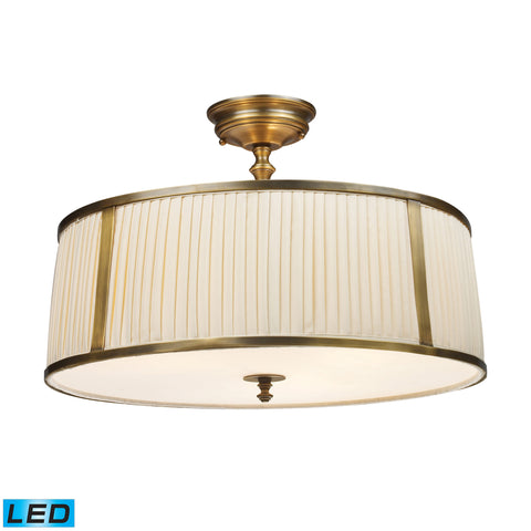 Williamsport 3-Light Semi-Flush In Vintage Brass Patina - LED, 800 Lumens (3200 Lumens Total) With Full Scale Dimming Range, 60 Watt (240 Watt Total)Equivalent , 120V Replaceable LED Bulb Included