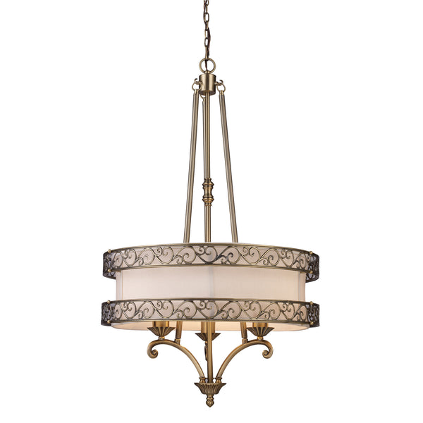Abington 3-Light Pendelier In Antique Brass