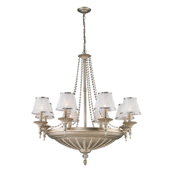 14- Light Chandelier In Aged Silver