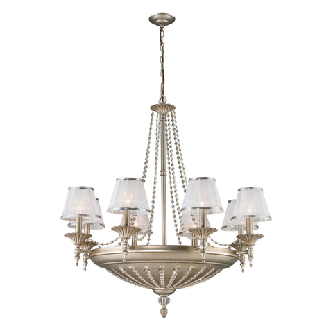 14- Light Chandelier In Aged Silver