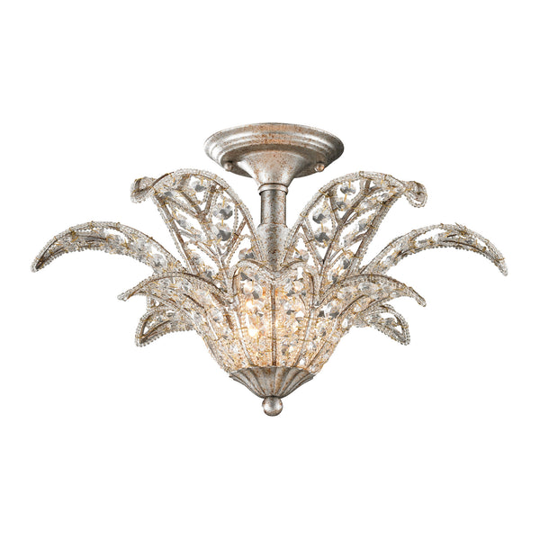 1- Light Semi-Flush In Sunset Silver