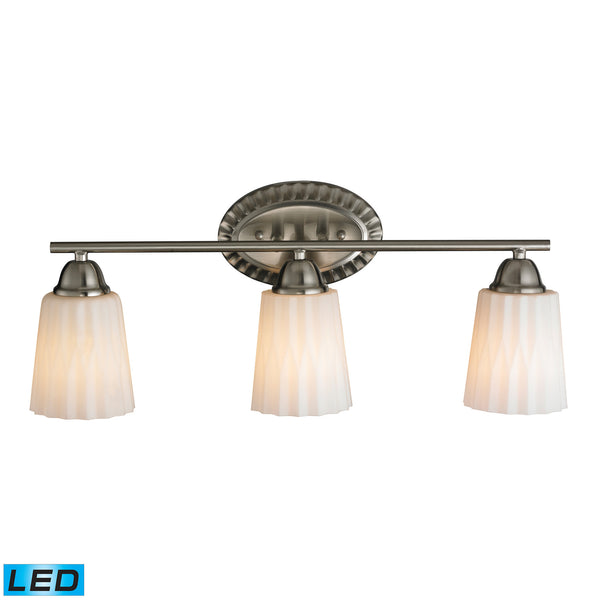 Waverly 3 Light Bath In Brushed Nickel - LED, 800 Lumens (2400 Lumens Total) With Full Scale Dimming Range, 60 Watt (180 Watt Total)Equivalent , 120V Replaceable LED Bulb Included