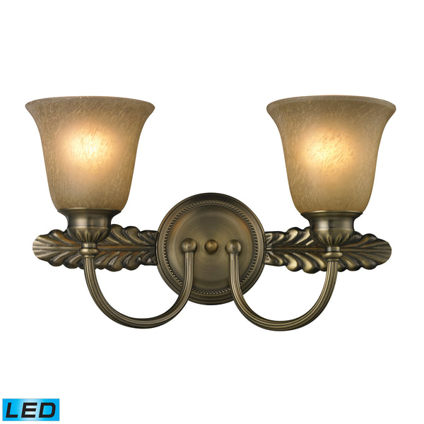 Ventura 2 Light Bath In Antique Brass - LED, 800 Lumens (1600 Lumens Total) With Full Scale Dimming Range, 60 Watt (120 Watt Total)Equivalent , 120V Replaceable LED Bulb Included
