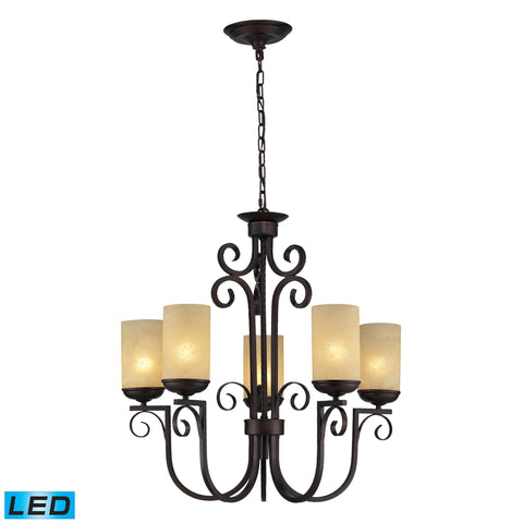 Avondale 5 Light Chandelier In Aged Bronze - LED, 800 Lumens (4000 Lumens Total) With Full Scale Dimming Range, 60 Watt (300 Watt Total)Equivalent , 120V Replaceable LED Bulb Included