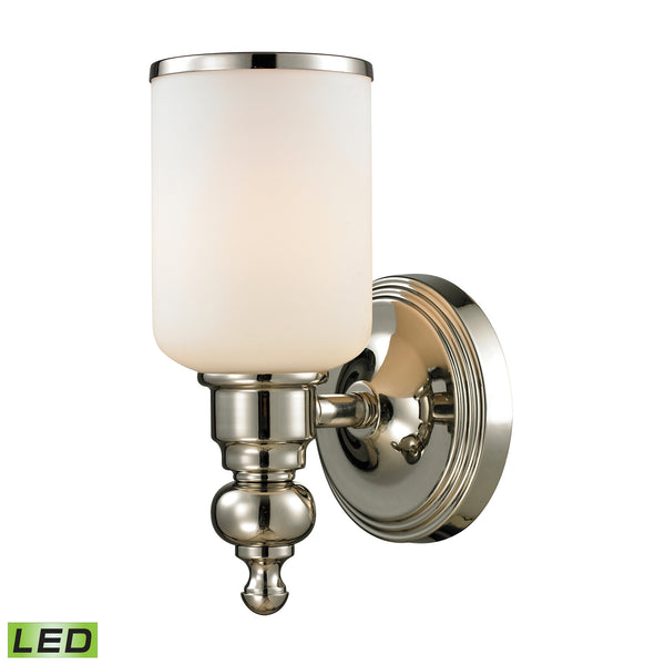 Bristol Collection 1 light bath in Polished Nickel - LED Offering Up To 800 Lumens (60 Watt Equivalent) With Full Range Dimming. Includes An Easily Replaceable LED Bulb (120V).