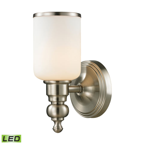 Bristol Collection 1 light bath in Brushed Nickel - LED Offering Up To 800 Lumens (60 Watt Equivalent) With Full Range Dimming. Includes An Easily Replaceable LED Bulb (120V).